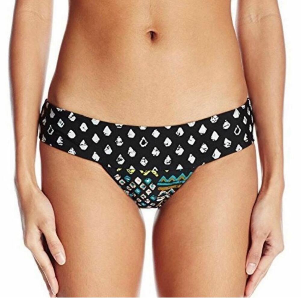 Volcom Bikini Bottom SZ Small NEW Tribal Instinct Reversible B&W Ikat Swim Surf